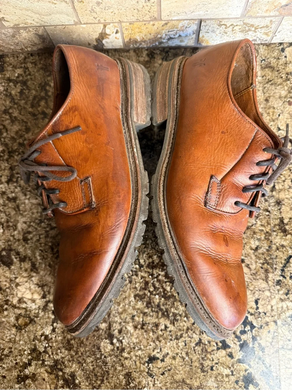 Frye Paul Men’s 10.5 D Leather Oxford Derby Dress Shoes Brown.